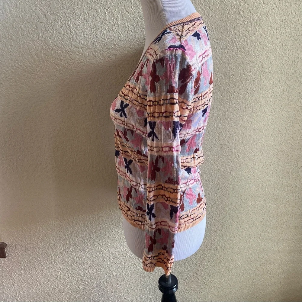 Missoni Made In Italy Knit Cardigan Sweater Button Down Tight Multicolor: